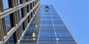 A man on a high rise building